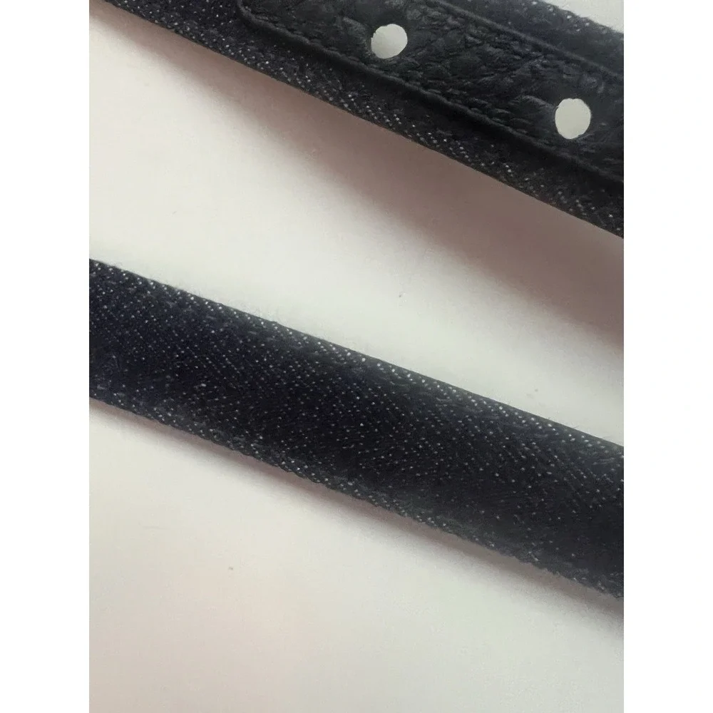 Talbots Dark Denim Blue‎ Gingham Flower Cotton Women's Belt Small